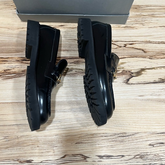 Thursday Boot Company Black Leather Penny Loafers with Gold Accents - Picture 4 of 7